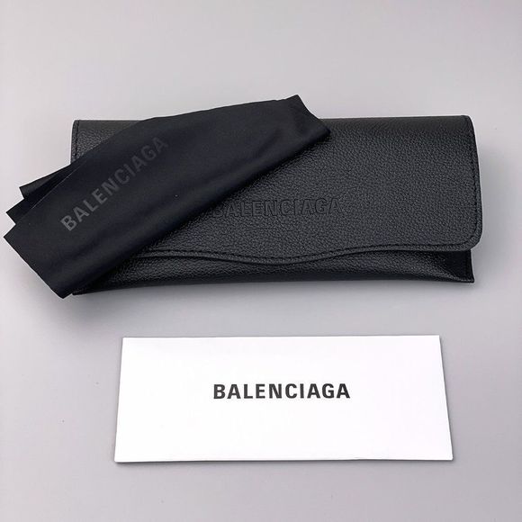 Balenciaga BB0192S 001 Sunglasses Black Shiny Rectangle Unisex